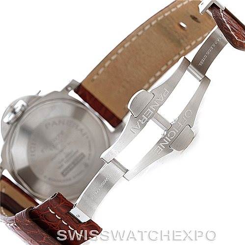 The image shows the clasp and part of the back of the strap and case of a Panerai Luminor PAM048 Men's Stainless Steel Black Dial PAM048 Men's Stainless Steel Black Dial watch.