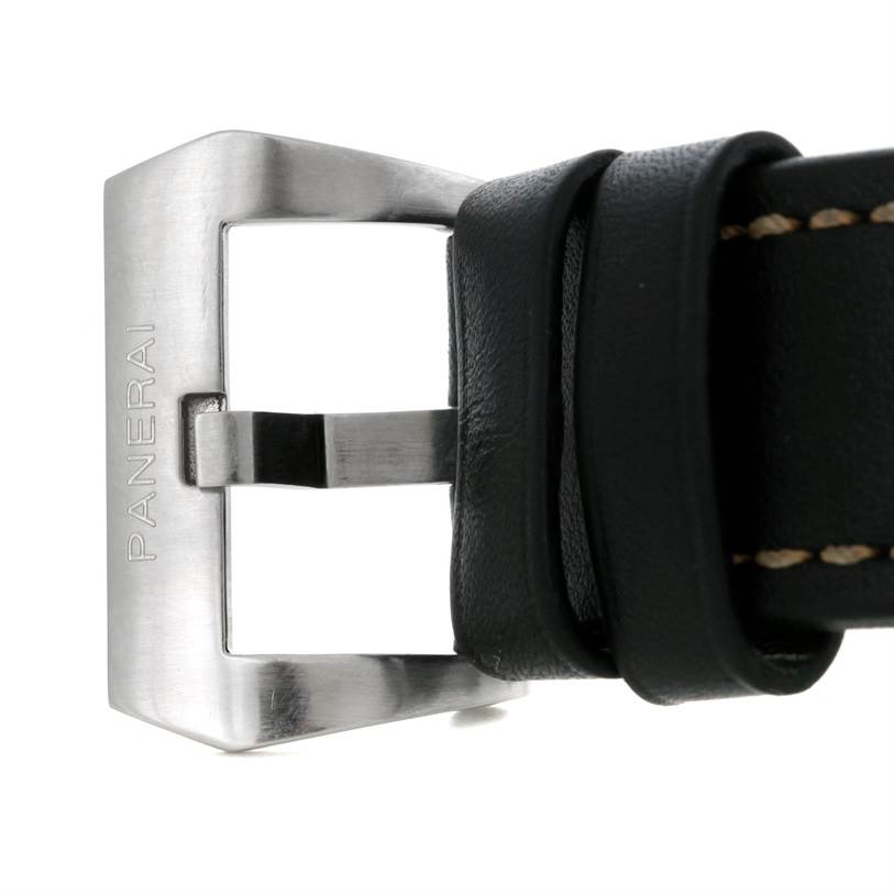 The image shows the buckle of a Panerai Luminor PAM00356 Men's Stainless Steel Black Dial PAM00356 Men's Stainless Steel Black Dial watch strap, featuring the Panerai brand engraving.