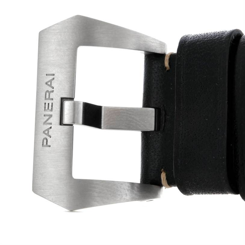 This image shows the buckle and strap of a Panerai Luminor PAM00356 Men's Stainless Steel Black Dial PAM00356 Men's Stainless Steel Black Dial watch.