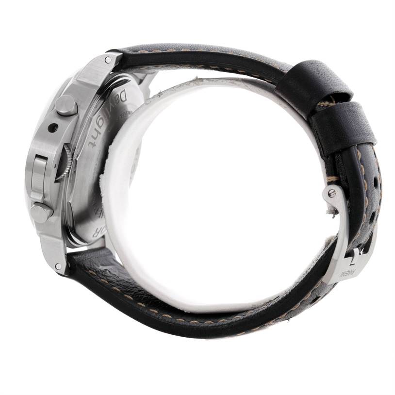 The image shows the left side and clasp of a Panerai Luminor PAM00356 Men's Stainless Steel Black Dial PAM00356 Men's Stainless Steel Black Dial watch from a side angle.