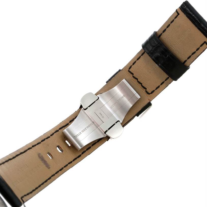 This image shows the clasp and inner side of the strap on a Panerai Luminor PAM00090 Men's Stainless Steel Black Dial PAM00090 Men's Stainless Steel Black Dial watch.