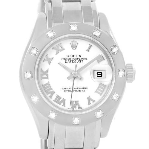 Photo of Rolex Masterpiece Pearlmaster White Gold Roman Dial Diamond Watch 80319