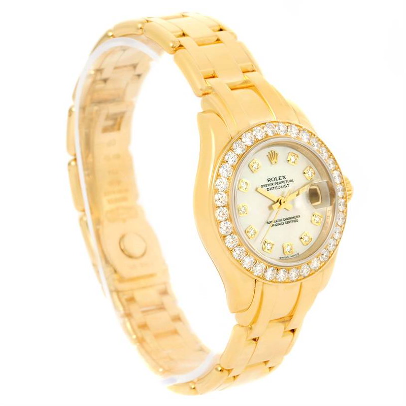 Rolex Pearlmaster Yellow Gold Mother of Pearl Diamond Watch 80298 SwissWatchExpo