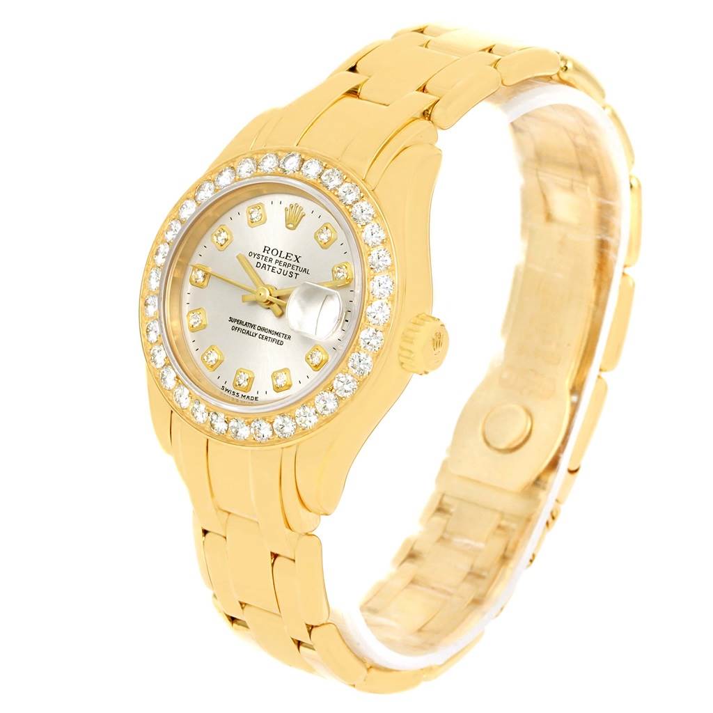 Rolex Pearlmaster Yellow Gold Diamond Dial Bezel Ladies Watch 69298 ...