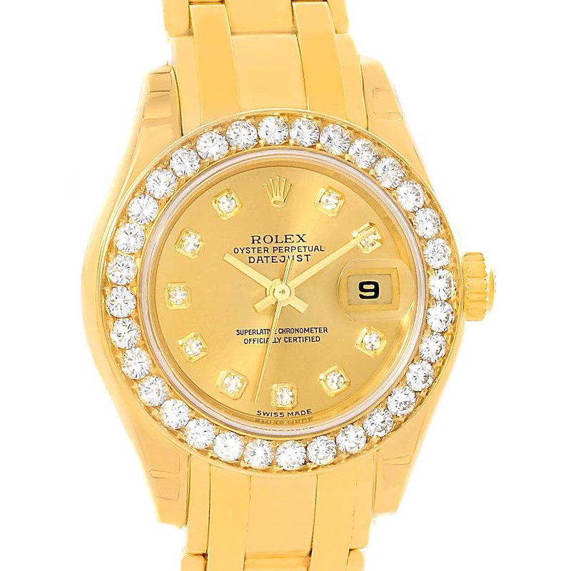 Rolex Pearlmaster 18K Yellow Gold Diamond Ladies Watch 80298 SwissWatchExpo