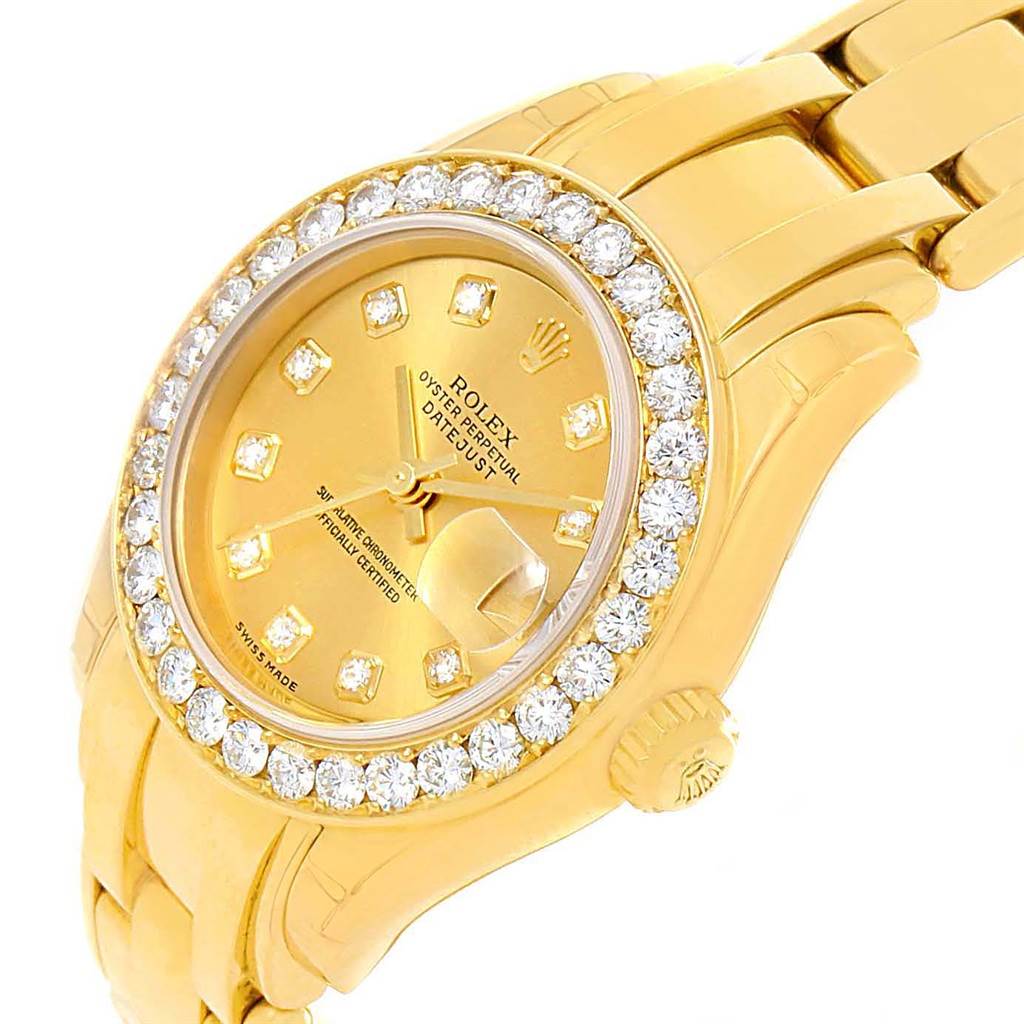 Rolex Pearlmaster 18k Yellow Gold Diamond Ladies Watch 80298 