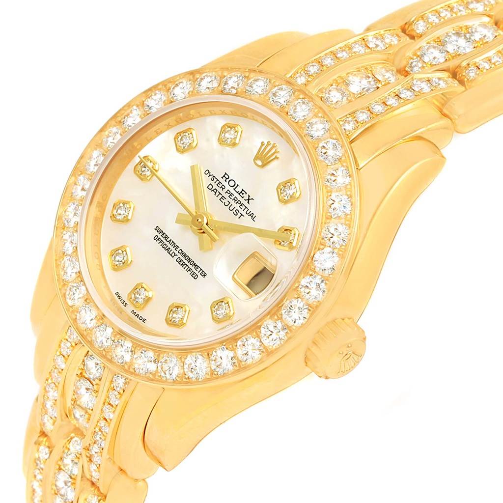 Rolex Pearlmaster Yellow Gold Triple Row Diamond Bracelet Watch 80298 ...