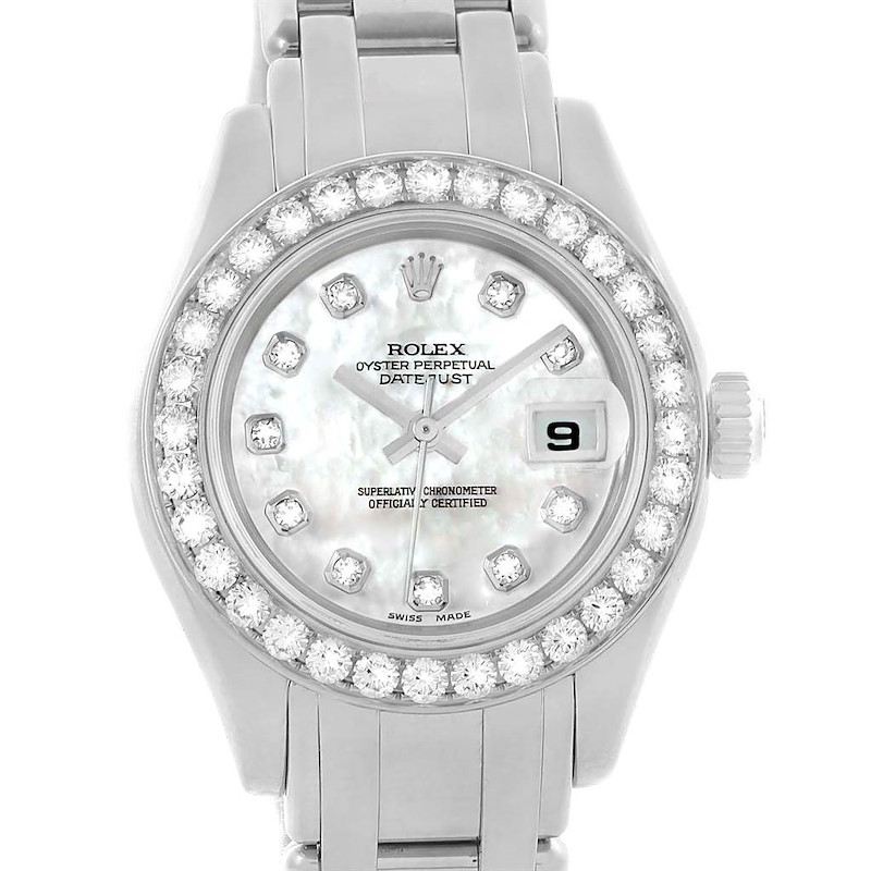 Rolex Pearlmaster Masterpiece White Gold MOP Diamond Ladies Watch 80299 SwissWatchExpo