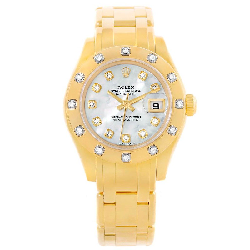 Rolex Pearlmaster 18K Yellow Gold MOP Diamond Ladies Watch 80318 SwissWatchExpo