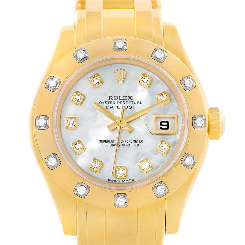 rolex pearlmaster yellow gold & diamonds ladies automatic watch