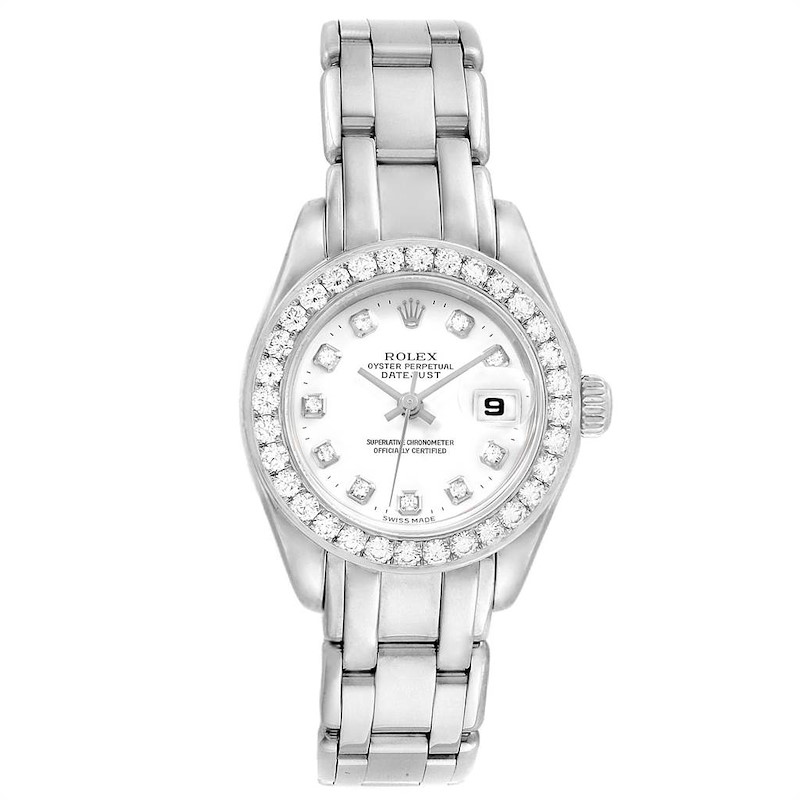 Rolex Pearlmaster Masterpiece 18K White Gold Diamond Ladies Watch 80299 SwissWatchExpo