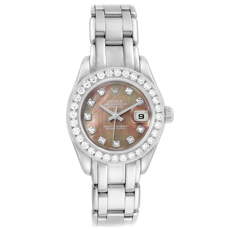 Rolex Pearlmaster 18K White Gold MOP Diamond Ladies Watch 80299 SwissWatchExpo