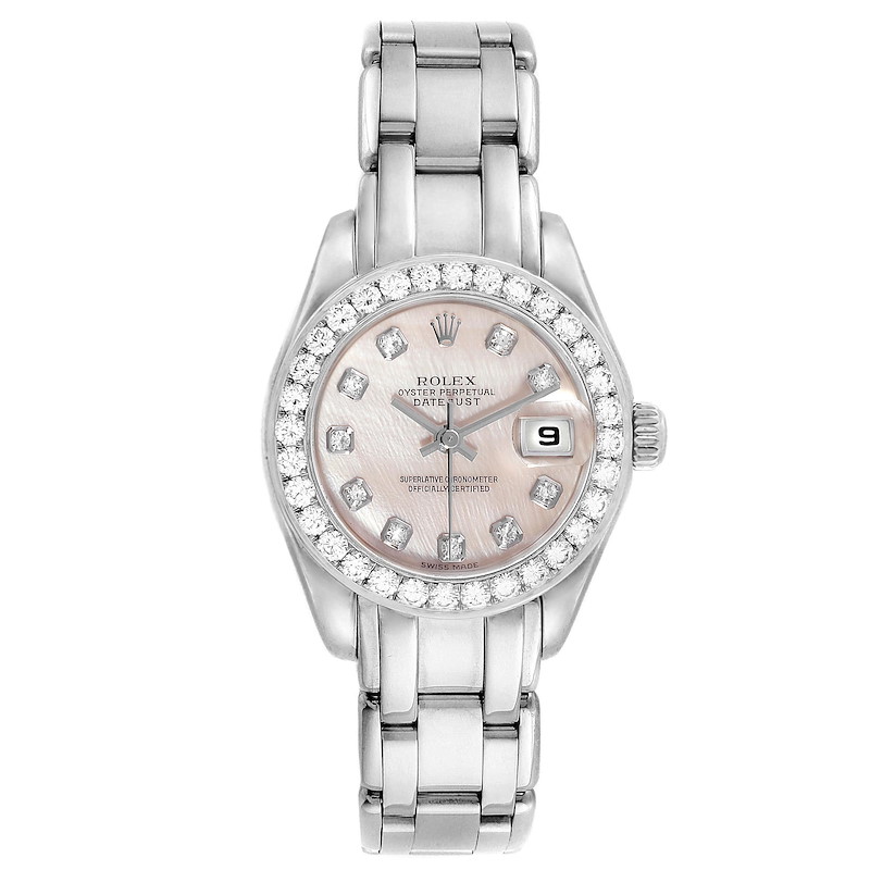Rolex Pearlmaster White Gold MOP Diamond Ladies Watch 80299 Box Papers SwissWatchExpo