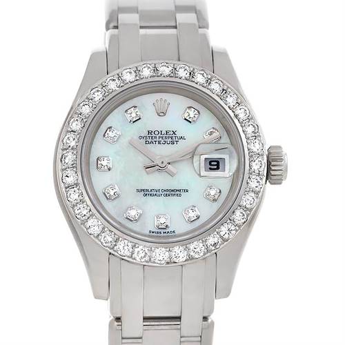 Photo of Rolex Masterpiece Pearlmaster 18k White Gold Diamond Watch 80319