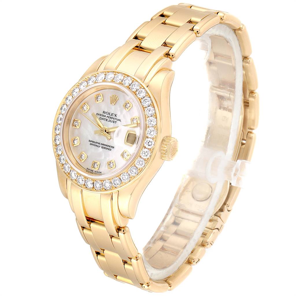Rolex Pearlmaster Yellow Gold Mother of Pearl Diamond Watch 80298 ...
