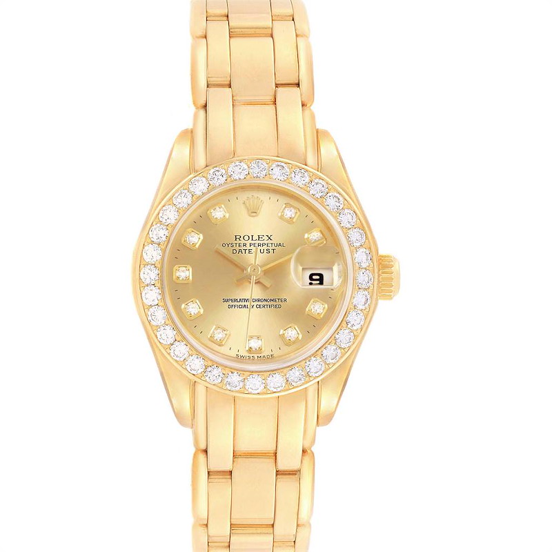 Rolex Pearlmaster Yellow Gold Diamond Ladies Watch 69298 SwissWatchExpo