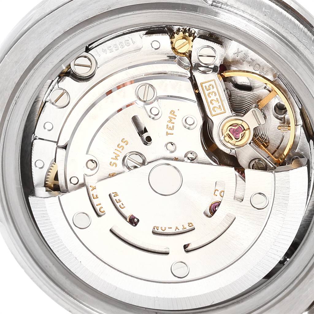 The image shows a close-up of the movement mechanism of a Rolex Pearlmaster 80319 Women's White Gold White Dial 80319 Women's White Gold White Dial watch.