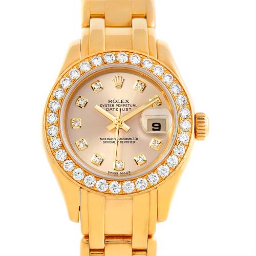 Photo of Rolex Pearlmaster 18k Yellow Gold Diamond Ladies Watch 802998