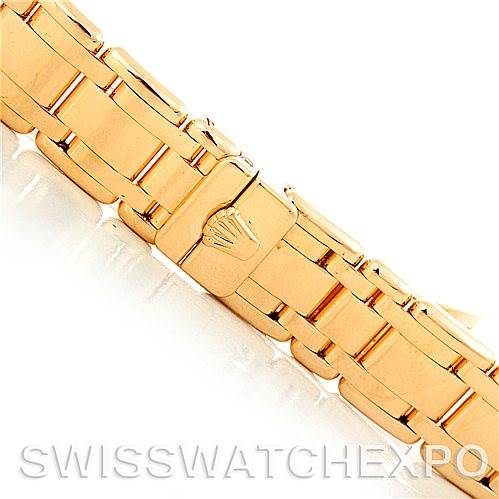 This image shows the clasp and part of the bracelet of a Rolex Pearlmaster 80298 Women's Yellow Gold Mother of Pearl Dial 80298 Women's Yellow Gold Mother of Pearl Dial watch.