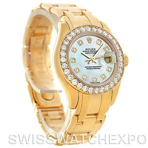 Rolex Pearlmaster 18k Yellow Gold Diamond Ladies Watch 80298 SwissWatchExpo