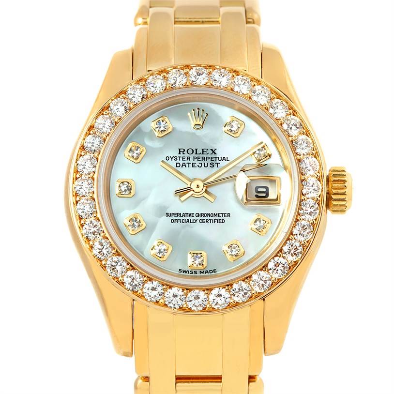 Rolex Pearlmaster 18k Yellow Gold Diamond Ladies Watch 80298 ...