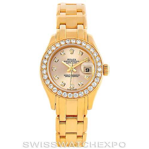 Rolex Pearlmaster 18k Yellow Gold Diamond Ladies Watch 802998 ...