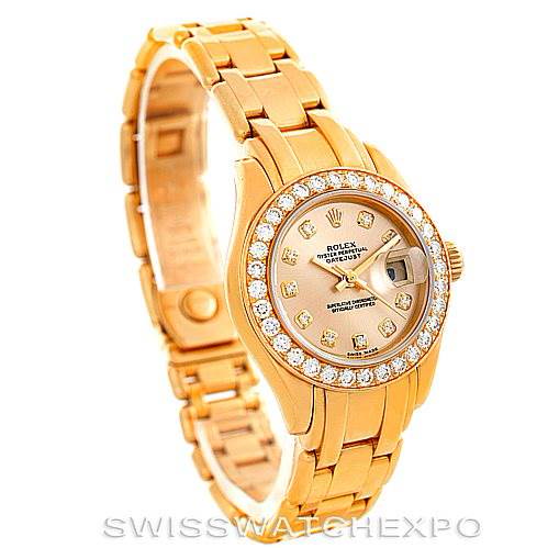 Rolex Pearlmaster 18k Yellow Gold Diamond Ladies Watch 802998 SwissWatchExpo