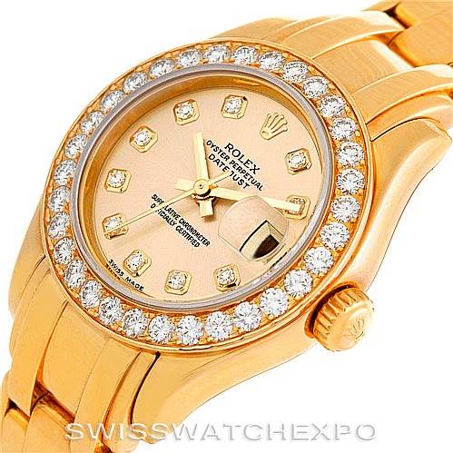 Rolex Pearlmaster 18k Yellow Gold Diamond Ladies Watch 802998 ...