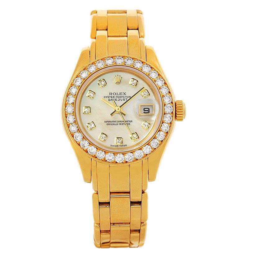 Rolex Pearlmaster 18k Yellow Gold Diamond Ladies Watch 69298 ...