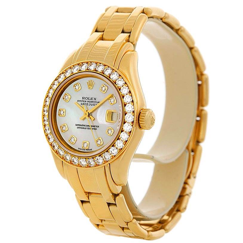 Rolex Pearlmaster 18k Yellow Gold Diamond Ladies Watch 69298 ...